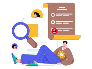 Personnel doing job interview flat vector concept operation hand drawn illustration
