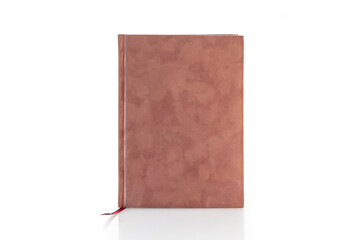 close up of a blank velour fluffy notebook on white background with clipping path