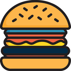 double cheese burger, vector image, realistic, white background, centered, icon