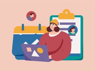 Personnel doing job interview flat vector concept operation hand drawn illustration
