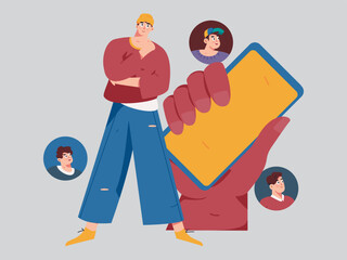 Personnel doing job interview flat vector concept operation hand drawn illustration
