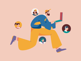 Personnel doing job interview flat vector concept operation hand drawn illustration
