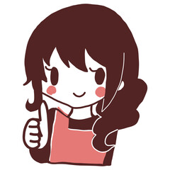 サムズアップする主婦