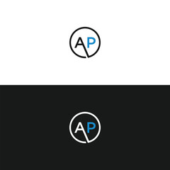 AP logo. A P design. White AP letter. AP, A P letter logo design. Initial letter AP linked circle uppercase monogram logo R letter logo vector design. 