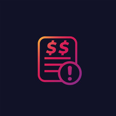 Invoice payment error vector icon