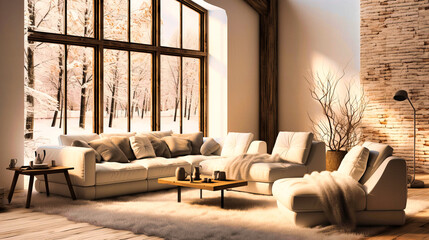 Plush Living Room with Velvet Sofa, Furry Rug, and Crystal Decor, Lavish Comfort