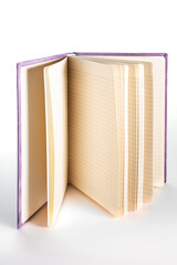 close up of a blank velour fluffy notebook on white background with clipping path