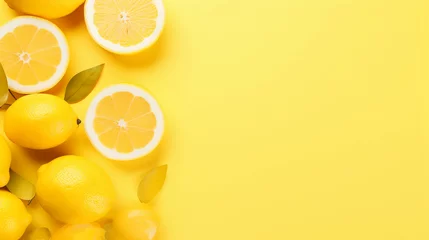 Foto op Plexiglas Lemon on a yellow background with free space for text. © Gun