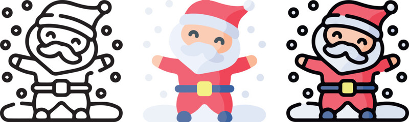 cute christmas icon with 3 different styles.