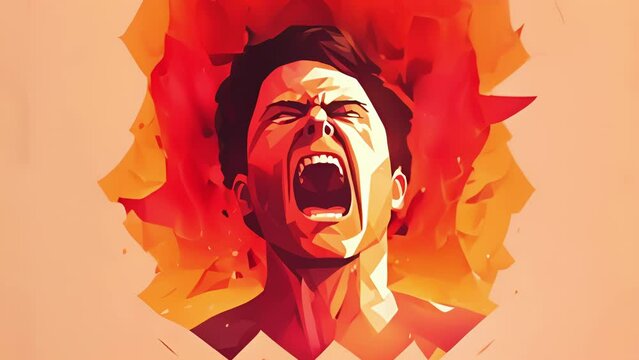 A person breaking soing in a fit of rage. Psychology art concept.