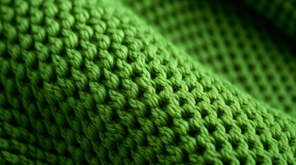 texture of green knitted fabric closeup