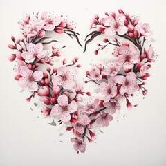 Heart with Japanese Blossoms Illustration