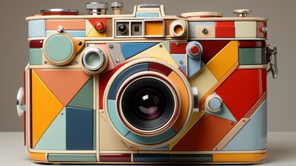 A vibrant camera captures the world through a multitude of colorful lenses, freezing memories in time