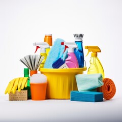 Assortment of Cleaning Supplies and Tools for Household