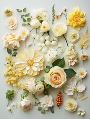Botanical Flat Lay: Vibrant Flowers and Fragrant Herbs