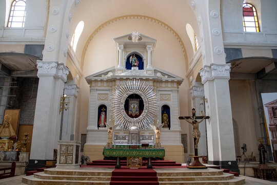 Interior view of Holy Rosary Parish Church in Angeles City, Philippines