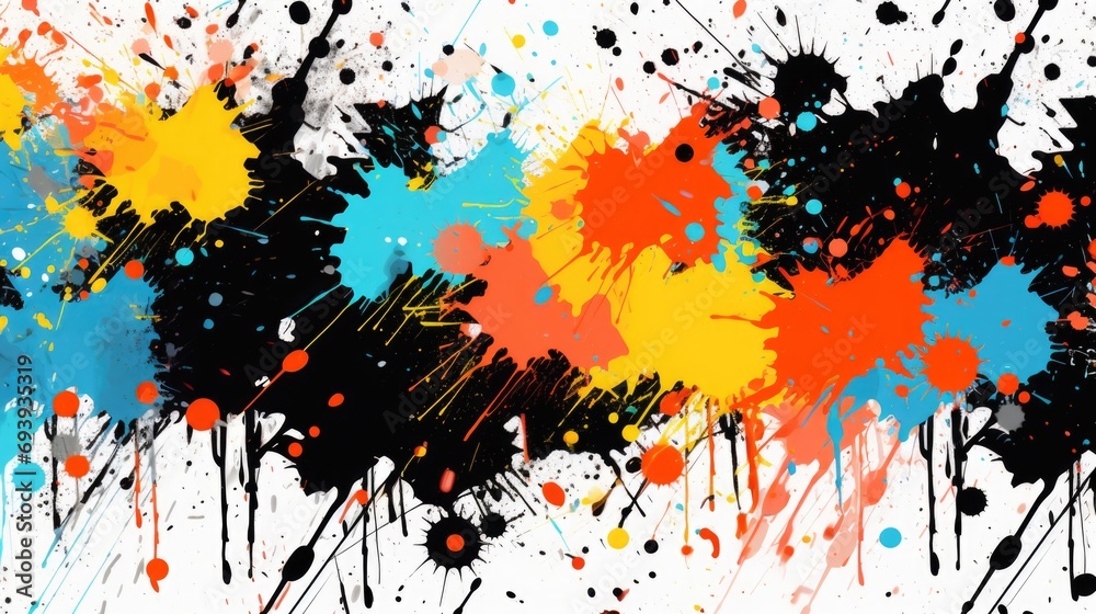 Aufkleber colorful paint splatters on a clean white background. versatile and vibrant, perfect for adding a po