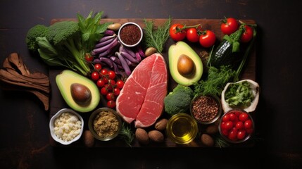 Heart-shaped Keto Delights: Vegetables, Meats, Avocadoes, and Healthy Oil