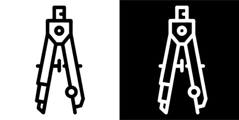 drafting compass, design line, drawing school tool icon. School and Education icon. Black Icon. Black line logo.