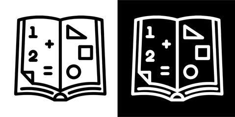 math book, school study icon. School and Education icon. Black Icon. Black line logo.