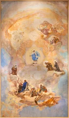 Fototapeten VICENZA, ITALY - NOVEMBER 7, 2023: The ceiling fresco of  Immaculate Conception with the Holy Trinity and saints in the church Chiesa di Santa Lucia by Rocco Pittaco (1862). © Renáta Sedmáková