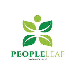 People Leaf Icon Vector Logo Template Illustration Design