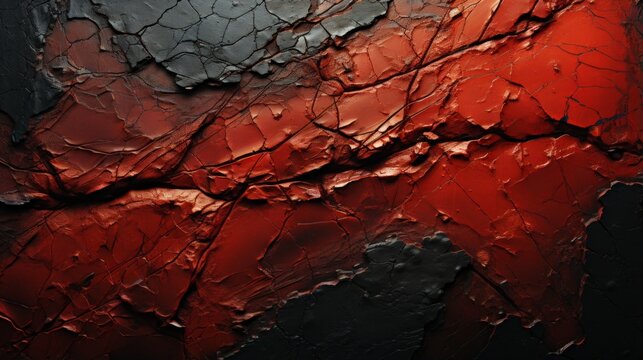 A chaotic display of fiery passion and bold energy, the fractured canvas radiates a sense of mystery and intensity through its vibrant blend of red and black hues