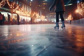 A person skating on a wet surface at night. Perfect for capturing the excitement and thrill of night time outdoor activities.