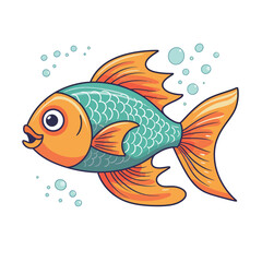 Colorful fish isolated on white background. Hand drawn vector illustration.