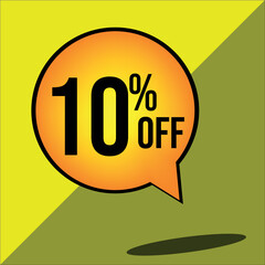 10% off a yellow balloon with black numbers