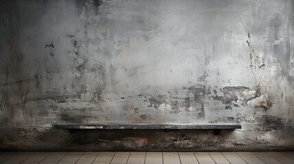 A lonely bench sits atop a decaying concrete wall, forgotten and abandoned in the midst of urban decay - Powered by Adobe