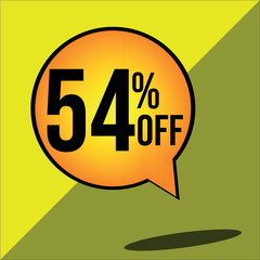 54% off a yellow balloon with black numbers
