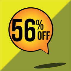 56% off a yellow balloon with black numbers
