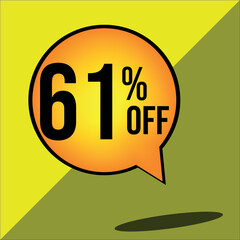 61% off a yellow balloon with black numbers
