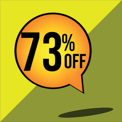 73% off a yellow balloon with black numbers
