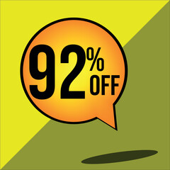 92% off a yellow balloon with black numbers