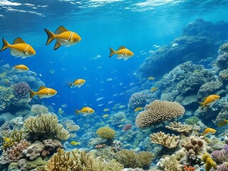 Fototapeta na wymiar coral reef and fish, Tropical Sea underwater fishes on coral reef