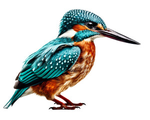 Obraz premium Kingfisher, colorful bird on white transparent background.