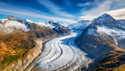 Fototapeten Aletsch gletsjer in de herfst © adrivdb