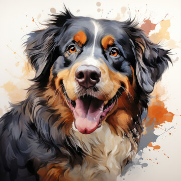 watercolor Bernese Mountain Dog clipart, Generative Ai