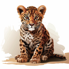 Cheetah sits on the ground. Vector illustration for your design