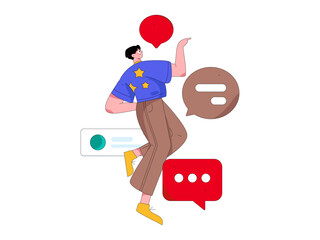 Virtual characters social communication concept business flat vector hand drawn illustration
