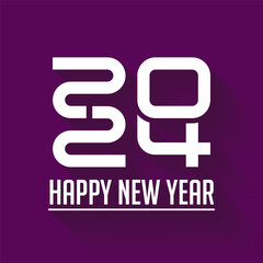 2024 Happy New Year Wishes Text on Purple Background