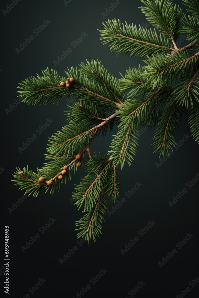 Aufkleber a branch of a pine tree with cones. suitable for nature-related designs and illustrations
