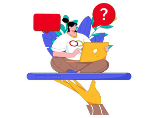 Virtual characters social communication concept business flat vector hand drawn illustration
