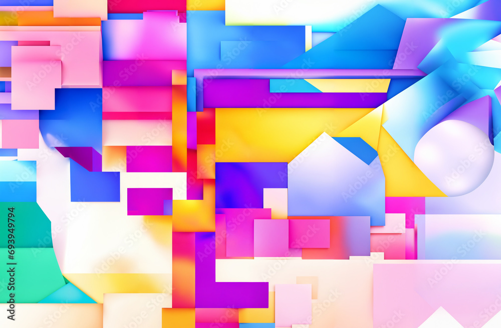 Fototapete abstract colourful geometric background. generative ai. copy space for your text or decoration. brig
