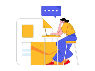 Virtual characters social communication concept business flat vector hand drawn illustration
