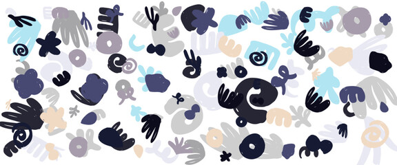 Vector hand drawn abstract doodle organic colorful banner