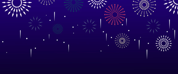 Colorful colourful simple and various fireworks new year banner - obrazy, fototapety, plakaty