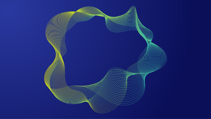 Blue and yellow vector abstract particles soundwave background